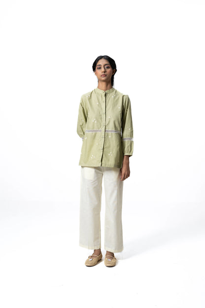 OLIVE LACE SHIRT